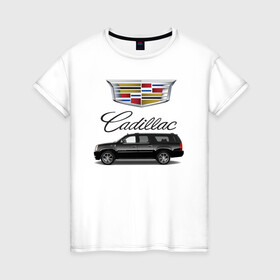 Женская футболка хлопок с принтом Cadillac в Кировске, 100% хлопок | прямой крой, круглый вырез горловины, длина до линии бедер, слегка спущенное плечо | america | avto | cadillac | car | v8 | машина | скорость