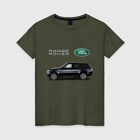 Женская футболка хлопок с принтом Land Rover в Кировске, 100% хлопок | прямой крой, круглый вырез горловины, длина до линии бедер, слегка спущенное плечо | america | avto | cadillac | car | v8 | машина | скорость
