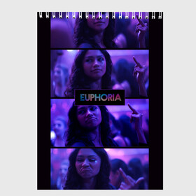 Скетчбук с принтом сериал Euphoria в Кировске, 100% бумага
 | 48 листов, плотность листов — 100 г/м2, плотность картонной обложки — 250 г/м2. Листы скреплены сверху удобной пружинной спиралью | zendaya | зендея | ру беннетт | сериал euphoria | эйфория