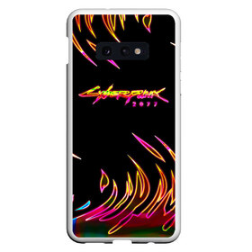 Чехол для Samsung S10E с принтом Cyberpunk 2077 в Кировске, Силикон | Область печати: задняя сторона чехла, без боковых панелей | Тематика изображения на принте: cyberpunk | cyberpunk 2077 | cyberpunk samurai | game logo | keanu reeves | logo game | neon | samurai | киану ривз | кибер панк | киберпанк | киберпанк неоновый | киберпанк самурай | логотипы игр | найт сити | неон | самурай | фан