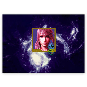Поздравительная открытка с принтом Final Fantasy в Кировске, 100% бумага | плотность бумаги 280 г/м2, матовая, на обратной стороне линовка и место для марки
 | Тематика изображения на принте: girl | hieroglyph | portrait | девушка | иероглиф | портрет