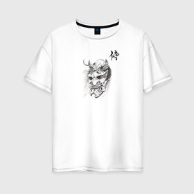 Женская футболка хлопок Oversize с принтом Самурай в Кировске, 100% хлопок | свободный крой, круглый ворот, спущенный рукав, длина до линии бедер
 | 