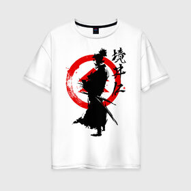 Женская футболка хлопок Oversize с принтом Ghost of Tsushima в Кировске, 100% хлопок | свободный крой, круглый ворот, спущенный рукав, длина до линии бедер
 | ghost of tsushima | samurai | игры | призрак цусимы | самурай | япония