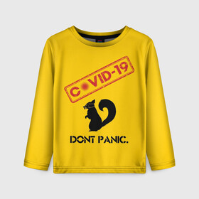 Детский лонгслив 3D с принтом Dont Panic (covid-19) в Кировске, 100% полиэстер | длинные рукава, круглый вырез горловины, полуприлегающий силуэт
 | Тематика изображения на принте: 19 | covid | covid 19 | dont | home | ncov | panic | stay | антивирус | антикоронавирус | без | белка | вирус | дома | ковид | корона | коронавирус | мой | оставайся | паники | руки | сиди