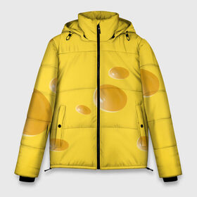 Мужская зимняя куртка 3D с принтом Реалистичный желтый сыр в Кировске, верх — 100% полиэстер; подкладка — 100% полиэстер; утеплитель — 100% полиэстер | длина ниже бедра, свободный силуэт Оверсайз. Есть воротник-стойка, отстегивающийся капюшон и ветрозащитная планка. 

Боковые карманы с листочкой на кнопках и внутренний карман на молнии. | Тематика изображения на принте: еда | желтый | крыса | мышиный | мышь | прикольная | сыр | сырный | узор | фастфуд
