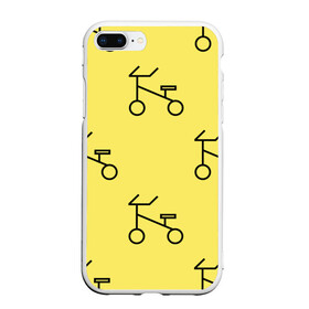 Чехол для iPhone 7Plus/8 Plus матовый с принтом Велосипеды на желтом в Кировске, Силикон | Область печати: задняя сторона чехла, без боковых панелей | велик | велосипед | велоспрот | желтый | кататься | летний | паттерн | покатушки | спорт | узор