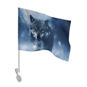 Флаг для автомобиля с принтом Красивый волк в Кировске, 100% полиэстер | Размер: 30*21 см | wolf | ауф | волк | волчонок | зима | синеглазый волк