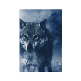 Обложка для паспорта матовая кожа с принтом Красивый волк в Кировске, натуральная матовая кожа | размер 19,3 х 13,7 см; прозрачные пластиковые крепления | Тематика изображения на принте: wolf | ауф | волк | волчонок | зима | синеглазый волк