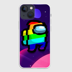 Чехол для iPhone 13 mini с принтом AMONG US   RAINBOW SPACE в Кировске,  |  | Тематика изображения на принте: among | among us | amongus | crewmate | game | games | imposter | impostor | logo | monster | sabotage | shhh | амонг | амонг ас | амонгас | игра | игры | импостер | космос | крюмейт | лого | логотип | логотипы | монстр | саботаж | символ | сим