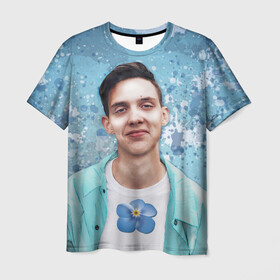 Мужская футболка 3D с принтом Тима и незабудка в Кировске, 100% полиэфир | прямой крой, круглый вырез горловины, длина до линии бедер | артист | любимый цветок | незабудка | певец | тима белорусских