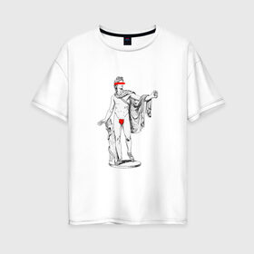Женская футболка хлопок Oversize с принтом MMXX в Кировске, 100% хлопок | свободный крой, круглый ворот, спущенный рукав, длина до линии бедер
 | 2020 | minimalism | mmxx | virofft | viront | vt | минимализм | статуя