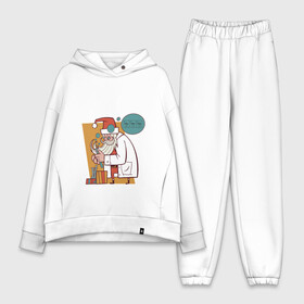 Женский костюм хлопок Oversize с принтом Санта ученый в Кировске,  |  | christmas | drawing | formula | gifts | new year | santa | santa claus | scientist | новый год | подарки | рисунок | рождество | санта | санта клаус | ученый | формула