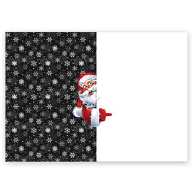 Поздравительная открытка с принтом Дедушка Мороз в Кировске, 100% бумага | плотность бумаги 280 г/м2, матовая, на обратной стороне линовка и место для марки
 | christmas | merry christmas | дед мороз | ёлка | зима | мороз | новый год | подарок | праздник | рождество | с новым годом | санта клаус | снегурочка | снежинки