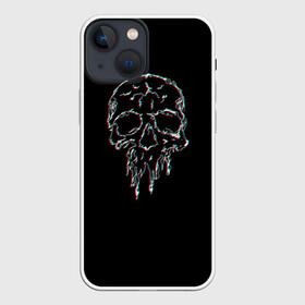 Чехол для iPhone 13 mini с принтом Skull /Glitch/ в Кировске,  |  | bone | glitch | graffite | neon | skull | глитч | голова | граффити | кости | кость | неон | полосы | рисунок | человек | череп