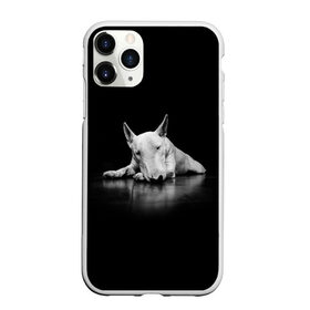 Чехол для iPhone 11 Pro Max матовый с принтом Puppy в Кировске, Силикон |  | Тематика изображения на принте: bull terrier | dog | ears | eyes | muzzle | nose | paws | puppy | бультерьер | глаза | лапы | нос | уши | щенок
