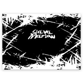Поздравительная открытка с принтом Slava marlow в Кировске, 100% бумага | плотность бумаги 280 г/м2, матовая, на обратной стороне линовка и место для марки
 | rap | slava marlow | артём готлиб | видеоблогер и рэпер | российский музыкальный продюсер | рэп | слава марлоу