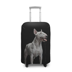 Чехол для чемодана 3D с принтом Bully в Кировске, 86% полиэфир, 14% спандекс | двустороннее нанесение принта, прорези для ручек и колес | bull terrier | dog | ears | eyes | fangs | jaw | muzzle | paws | saliva | tongue | бультерьер | глаза | клыки | лапы | нос | пасть | слюна | собака | уши | язык