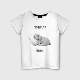 Детская футболка хлопок с принтом Monday Mood в Кировске, 100% хлопок | круглый вырез горловины, полуприлегающий силуэт, длина до линии бедер | dream | monday | mood | rabbit | sleep | заяц | кролик | понедельник | работа | сон | спать