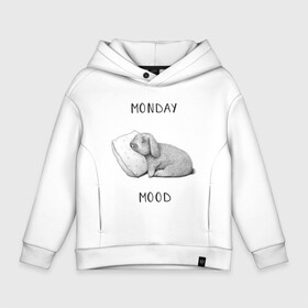 Детское худи Oversize хлопок с принтом Monday Mood в Кировске, френч-терри — 70% хлопок, 30% полиэстер. Мягкий теплый начес внутри —100% хлопок | боковые карманы, эластичные манжеты и нижняя кромка, капюшон на магнитной кнопке | dream | monday | mood | rabbit | sleep | заяц | кролик | понедельник | работа | сон | спать