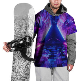 Накидка на куртку 3D с принтом Неоновый туннель в Кировске, 100% полиэстер |  | Тематика изображения на принте: геометрия | лазер | неон | розовый | свет | синий | треугольник | фигура | фиолетовый | цвета
