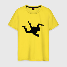 Мужская футболка хлопок с принтом Парашютист в Кировске, 100% хлопок | прямой крой, круглый вырез горловины, длина до линии бедер, слегка спущенное плечо. | небо | параплан | парашютист | парашютный спорт | полёт