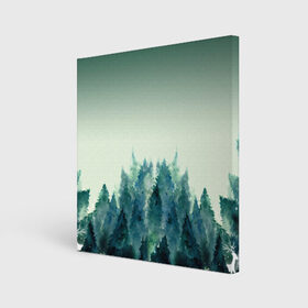 Холст квадратный с принтом акварельный лес градиент в Кировске, 100% ПВХ |  | акварель | горы | деревья | дымка | ели | лес | нрадиент | олень | отражение | природа | рисунок | силуэты