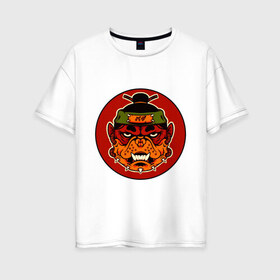 Женская футболка хлопок Oversize с принтом Самурай в маске в Кировске, 100% хлопок | свободный крой, круглый ворот, спущенный рукав, длина до линии бедер
 | 