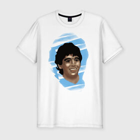 Мужская футболка хлопок Slim с принтом Diego Maradona в Кировске, 92% хлопок, 8% лайкра | приталенный силуэт, круглый вырез ворота, длина до линии бедра, короткий рукав | diego maradona | football | диего марадона | матч | первенство | футбол | чемпионат