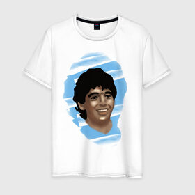 Мужская футболка хлопок с принтом Diego Maradona в Кировске, 100% хлопок | прямой крой, круглый вырез горловины, длина до линии бедер, слегка спущенное плечо. | diego maradona | football | диего марадона | матч | первенство | футбол | чемпионат