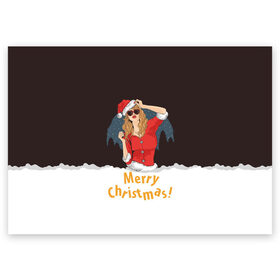 Поздравительная открытка с принтом Merry Christmas в Кировске, 100% бумага | плотность бумаги 280 г/м2, матовая, на обратной стороне линовка и место для марки
 | christmas | merry christmas | дед мороз | ёлка | зима | мороз | новый год | подарок | праздник | рождество | с новым годом | санта клаус | снегурочка | снежинки