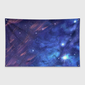 Флаг-баннер с принтом Звёздное небо в Кировске, 100% полиэстер | размер 67 х 109 см, плотность ткани — 95 г/м2; по краям флага есть четыре люверса для крепления | арт | звезда | звёзды | космос | небо | ночное небо | ночь | облако | рисунок | сияние | туманность | яркие цвета