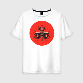 Женская футболка хлопок Oversize с принтом Маска самурая в Кировске, 100% хлопок | свободный крой, круглый ворот, спущенный рукав, длина до линии бедер
 | 