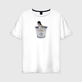 Женская футболка хлопок Oversize с принтом Лань Чжань в ведерке в Кировске, 100% хлопок | свободный крой, круглый ворот, спущенный рукав, длина до линии бедер
 | ванцзи | ведро | гусу | магистр дьявольского культа | неукротимый | юмор