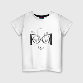 Детская футболка хлопок с принтом Absurd 2 в Кировске, 100% хлопок | круглый вырез горловины, полуприлегающий силуэт, длина до линии бедер | Тематика изображения на принте: абстрактный | геометрия | круги | лицо | очки | песочные часы | черно белый