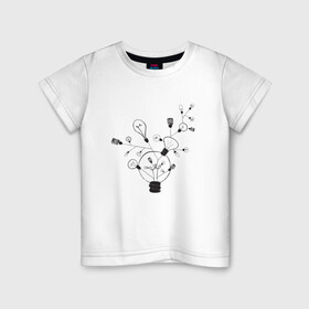Детская футболка хлопок с принтом Absurd 3 в Кировске, 100% хлопок | круглый вырез горловины, полуприлегающий силуэт, длина до линии бедер | абстрактный | геометрия | идея | иллюстрация | лампочки | мысль | рисунок | черно белый