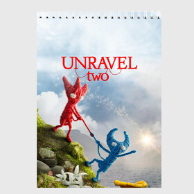 Скетчбук с принтом Unravel Two (Z) в Кировске, 100% бумага
 | 48 листов, плотность листов — 100 г/м2, плотность картонной обложки — 250 г/м2. Листы скреплены сверху удобной пружинной спиралью | Тематика изображения на принте: coldwood interactive | unravel | unravel two | головоломка | красная пряжа | распутать | семейная игра | ярни