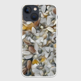 Чехол для iPhone 13 mini с принтом желто серый каменный узор в Кировске,  |  | abstraction | pebbles | stones | texture | абстракция | галька | камни | мазки | текстура