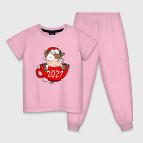 Детская пижама хлопок с принтом Милый бычок 2021 в Кировске, 100% хлопок |  брюки и футболка прямого кроя, без карманов, на брюках мягкая резинка на поясе и по низу штанин
 | Тематика изображения на принте: 2021 | 7 января | bull | newyear | santa | бык | быки | бычок | год быка | дед мороз | корова | новогодние каникулы | новогодние праздники | новый 2021 | новый год | новый год 2021 | рождество | сани | санта | санта клаус