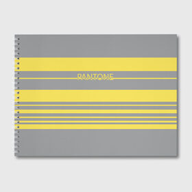 Альбом для рисования с принтом Pantone 2021 в Кировске, 100% бумага
 | матовая бумага, плотность 200 мг. | 2021 | color 2021 | illuminating | pantone | ultimate grey | желтый | золотой | минимализм | пантон | полосы | популярный цвет | серый | ультимэйт грэй | цвет 2021