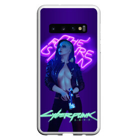 Чехол для Samsung Galaxy S10 с принтом Cyberpunk 2077 V в Кировске, Силикон | Область печати: задняя сторона чехла, без боковых панелей | Тематика изображения на принте: ceberpunk | v | андроид | антропоморф | герой | главный | киберпанк | киборг | персонаж | робот