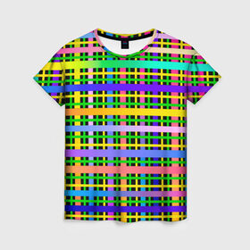 Женская футболка 3D с принтом Цветной беспредел в Кировске, 100% полиэфир ( синтетическое хлопкоподобное полотно) | прямой крой, круглый вырез горловины, длина до линии бедер | весна | градиент | краски | праздник | радостное настроение