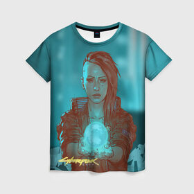 Женская футболка 3D с принтом Cyberpunk 2077 V в Кировске, 100% полиэфир ( синтетическое хлопкоподобное полотно) | прямой крой, круглый вырез горловины, длина до линии бедер | ceberpunk | v | андроид | герой | главный | земля | киберпанк | киборг | персонаж | планета