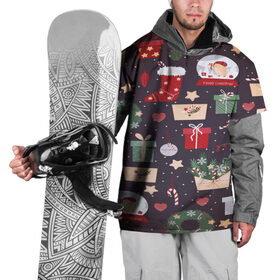 Накидка на куртку 3D с принтом Black Xmas в Кировске, 100% полиэстер |  | Тематика изображения на принте: new year | арт | графика | дед мороз | зима | новый год | рождество | санта