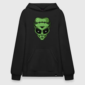 Худи SuperOversize хлопок с принтом Alien Frankenstein в Кировске, 70% хлопок, 30% полиэстер, мягкий начес внутри | карман-кенгуру, эластичная резинка на манжетах и по нижней кромке, двухслойный капюшон
 | alien | frankenstein | monster | zombie | зомби | инопланетянин | монстр | нло | пришелец | франкенштейн | чудовище