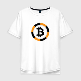 Мужская футболка хлопок Oversize с принтом BITCOIN / БИТКОИН в Кировске, 100% хлопок | свободный крой, круглый ворот, “спинка” длиннее передней части | bitcoin | btc | биткоин | валюта | деньги | криптовалюта