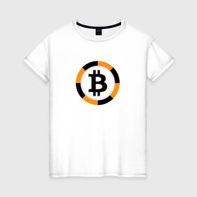 Женская футболка хлопок с принтом BITCOIN / БИТКОИН в Кировске, 100% хлопок | прямой крой, круглый вырез горловины, длина до линии бедер, слегка спущенное плечо | bitcoin | btc | биткоин | валюта | деньги | криптовалюта