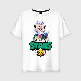 Женская футболка хлопок Oversize с принтом Brawl Stars Byron в Кировске, 100% хлопок | свободный крой, круглый ворот, спущенный рукав, длина до линии бедер
 | 2020 | 2021 | brawl | byron | edgar | leon | new | snow | stars | winter | year | байрон | бравл | браво | год | зима | леон | лион | новые | новый | персонаж | персонажи | снег | страс | эдгар