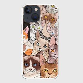 Чехол для iPhone 13 mini с принтом Котики в Кировске,  |  | cat | cats | cosmos | kitten | mem | memes | rose | roses | глаза | глазки | киска | космос | кот | котёнок | котик | котики | котэ | котята | кошак | кошка | кошки | красивая | мем | мемчики | милая | прикольная | розы | светлая