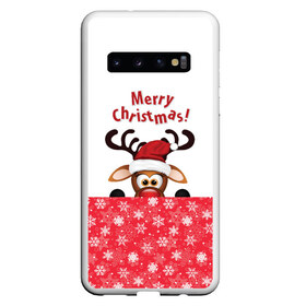 Чехол для Samsung Galaxy S10 с принтом Merry Christmas в Кировске, Силикон | Область печати: задняя сторона чехла, без боковых панелей | Тематика изображения на принте: christmas | merry christmas | santa claus | дед мороз | ёлка | новогодние олени | новый год | оленёнок бэмби | оленёнок рудольф | орнамент | с новым годом | санта клаус | свитер с оленями | снегурочка | снежинки | узоры