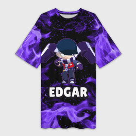 Платье-футболка 3D с принтом BRAWL STARS EDGAR в Кировске,  |  | 8 bit | 8 бит | brawl | brawl stars | crow | edgar | leon | stars | бравл | бравл старс | браво старс | едгар | игра | компьютерная | леон | огонь | онлайн | старс | эдгар